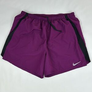Nike Men’s Running-Workout Shorts. Large. Purple & Black. Drawstring.  1 pocket.